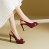 848-1 Fish mouth rear empty high-heeled sandals for women 2025 women's summer new thin-heeled waterproof table, not tired of high-heeled shoes for wom