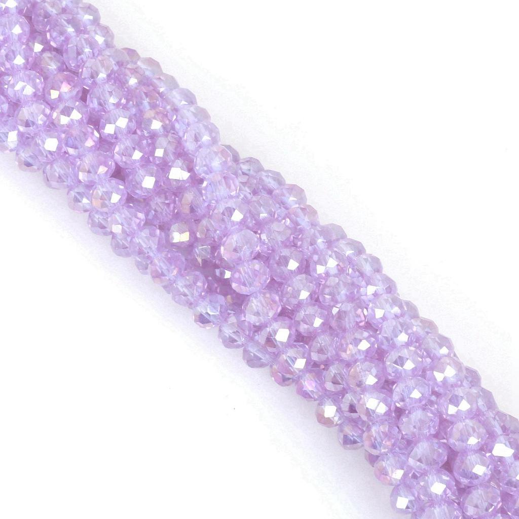 4mm Iridescent Glass Crystal Wheel Beads - Faceted Loose Abacus Beads for DIY Projects