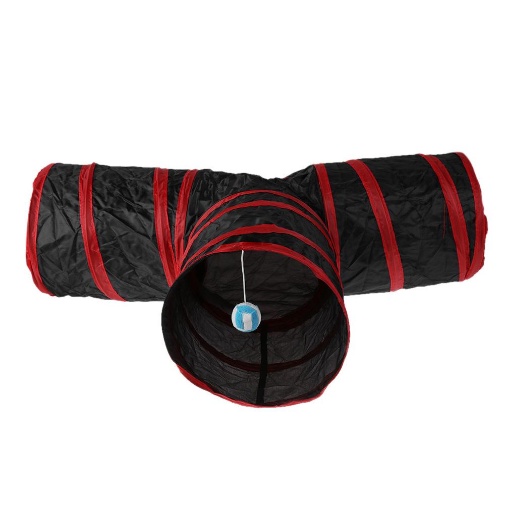 Three-way Pet Cat Folding Tunnel Interative Tube Fun Toy with Small Ball
