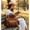 Vintage Leather Crossbody Duffle Bag for Women – Small Shoulder Satchel, Travel Purse, Office Handbag, Handmade Brown Tote