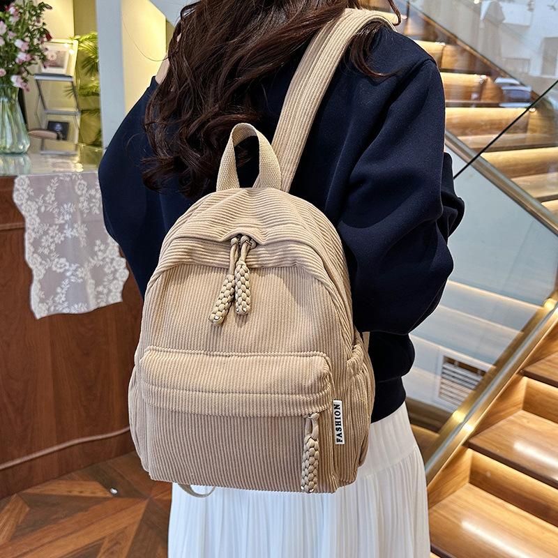 Velvet Backpack Women's Small 2025 New Fashion Corduroy Student Backpack Travel Small Backpack