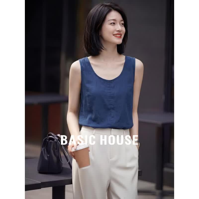 Basic House Women s U-Neck Camisole Tank Top One Size