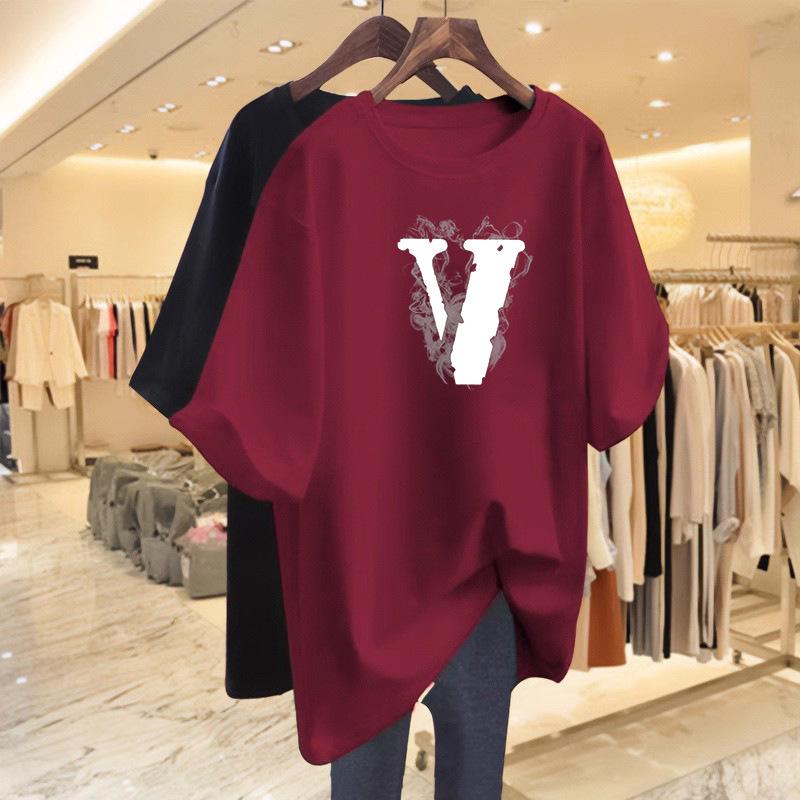 Oversized Dropped Shoulder White Letter Short Sleeve T-shirt for Women - Trendy Summer Fashion