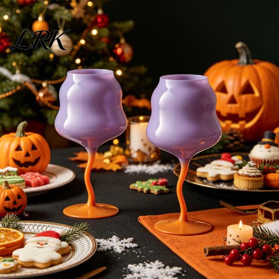 Bright Macaron Color Cup Glass Goblet, Wave Cup, Creative Decorative Cocktail Glassware, Photo-friendly Novelty Bar Goblet Tool for Wine Cocktails