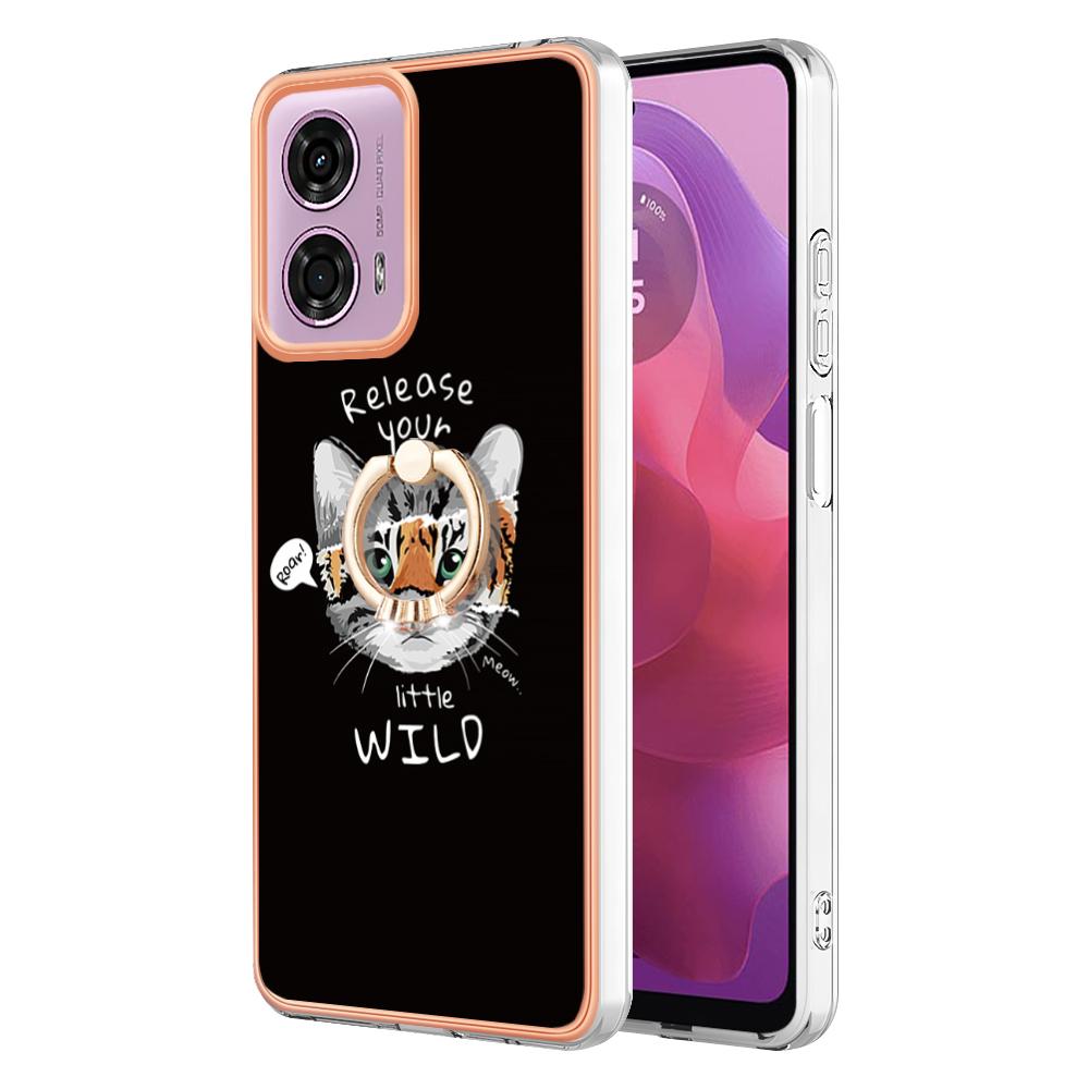 YB IMD Series-20 Style D for Motorola Moto E14 4G/G04 4G/G04s 4G/G24 4G Case Kickstand 2.0mm TPU Cover