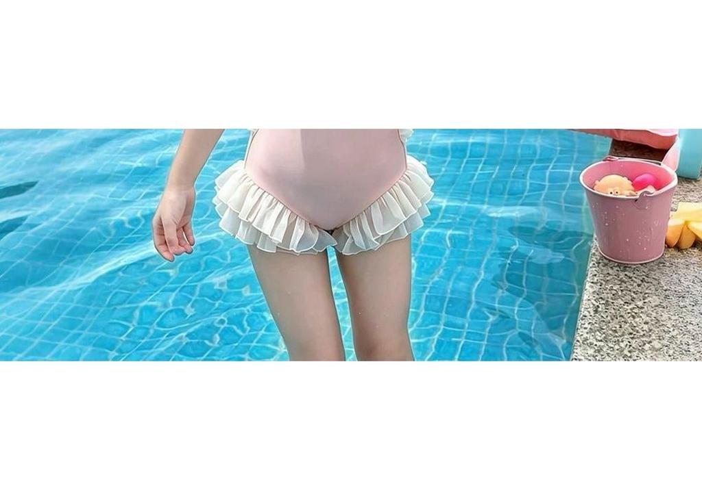 Toddler Girls' Cute One-Piece Swimsuit with Sun Protection and Lace Ruffles