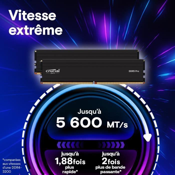 RAM-Speicher - CRUCIAL - DDR5 PRO - 48 GB Kit (2 x 24 GB) - 5600 MT/s - UDIMM - CL46 - CP2K24G56C46U5