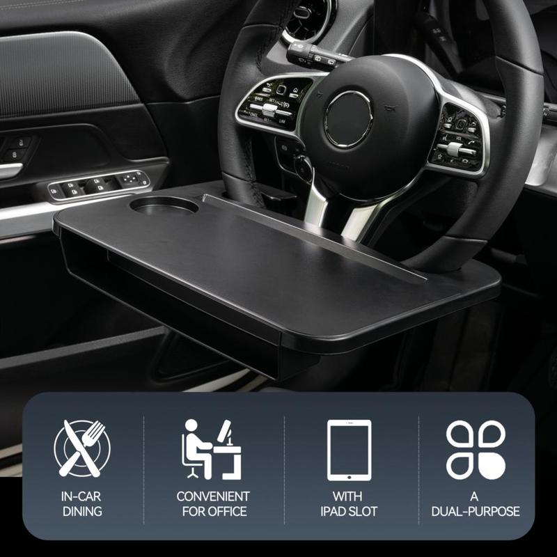 Multifunctional Car Steering Wheel Tray With Car Gap Organizer Work Computer Desk Drink Coffee Stand Food Laptop Holder Interior