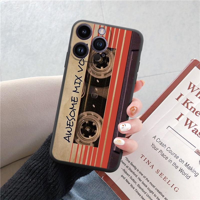 Módní, vtipná, měkká pouzdra na telefon s retro vzorem pro iPhone 15 Pro 6 14 XS 13 Max XR 12 Mini 7 Plus X SE 8 11 TPU nárazuvzdorný černý kryt