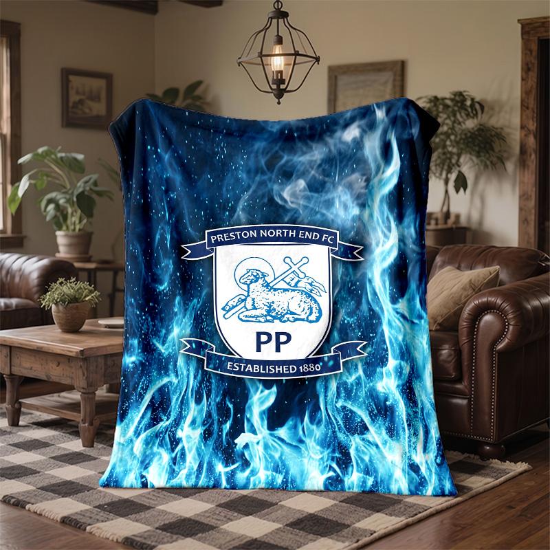 Preston North End Football Print Flannel Blanket Soft Warm Sofa Bed Throw Blanket For Home Office Bedroom