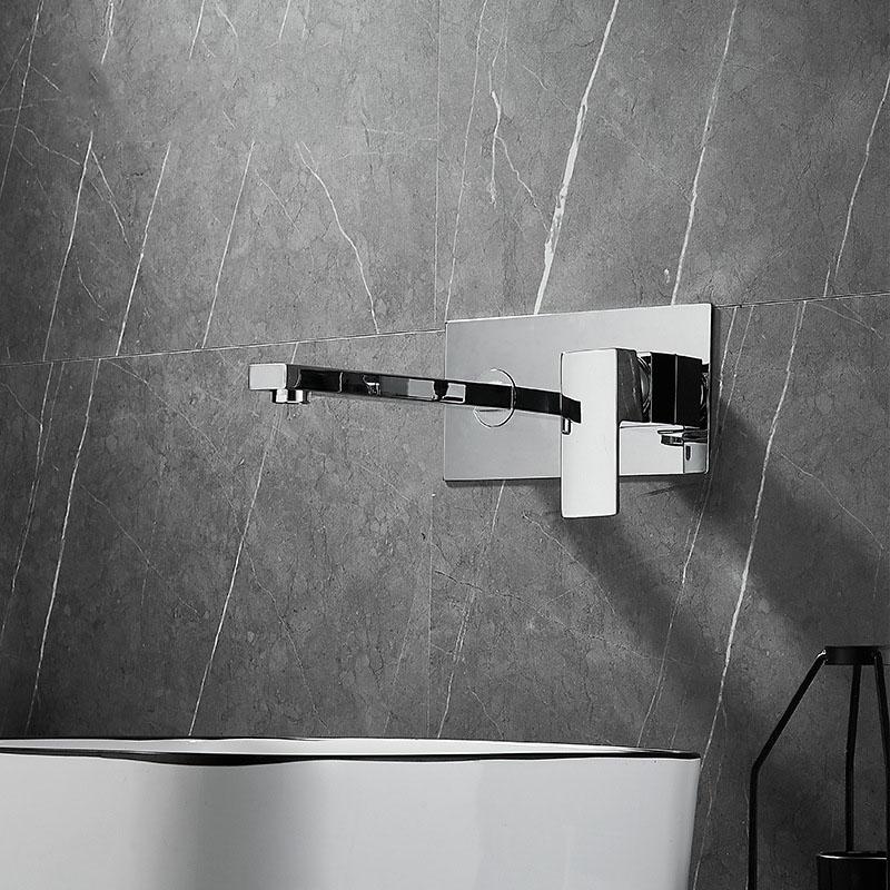 

Grey/Black Brass Bathroom Basin Faucet Wall-Mount Embedded Hot And Cold Mixer Tap Single Lever Bathroom Sink Tap Crane