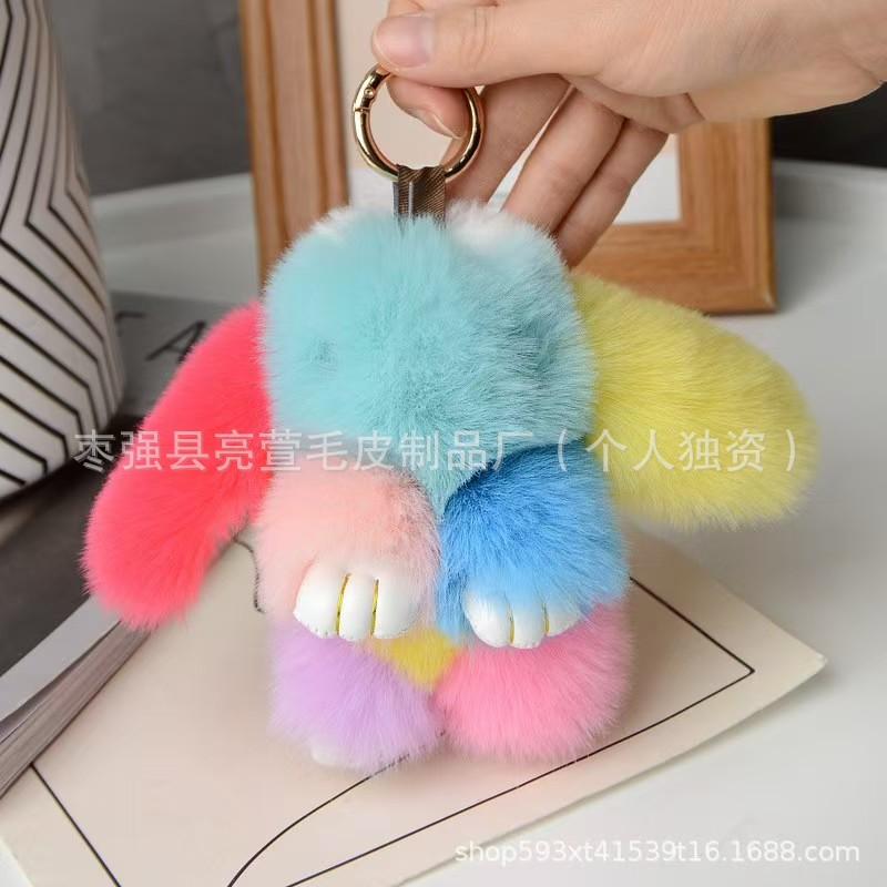 New Style 15cm Women's Rabbit Fur Keychain Bag Car Pendant Jewelry Decoration Fashionable Accessory for Bags and Gifts