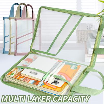 L-Shaped Student Teacher Books Storage Bag Large Capacity Stationery Organizer Bag Folders School Office Supplies Stationary Bag