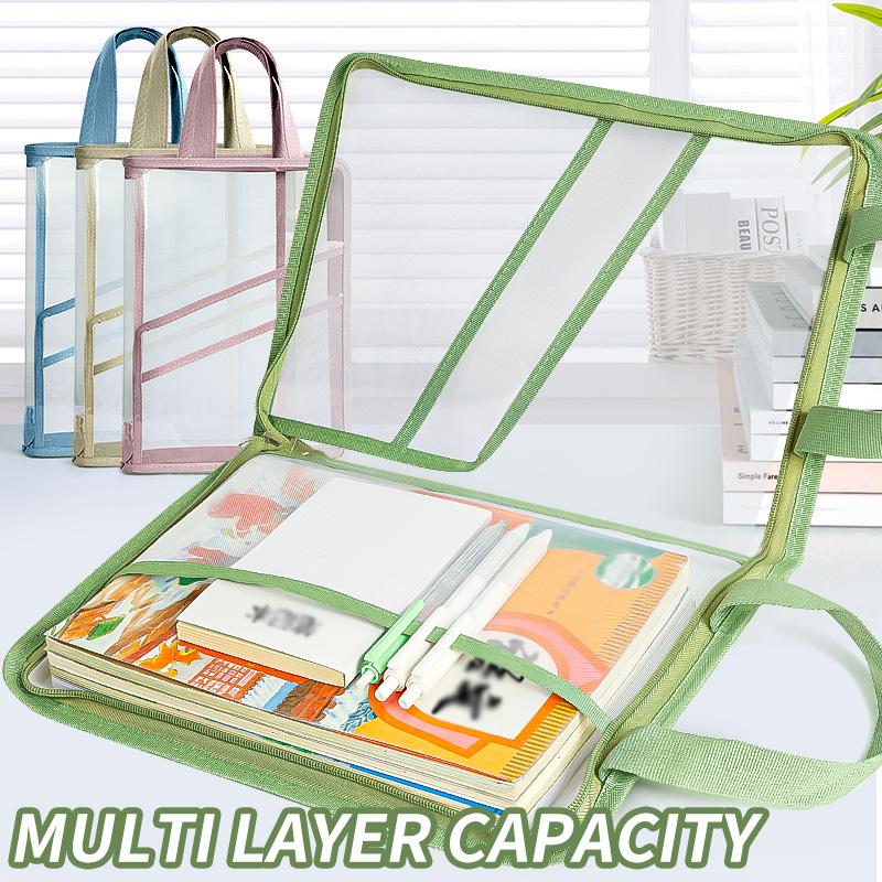 L-Shaped Student Teacher Books Storage Bag Large Capacity Stationery Organizer Bag Folders School Office Supplies Stationary Bag