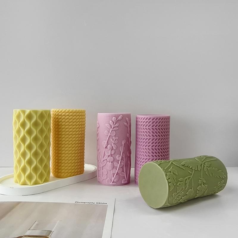 Silicone Candle Mould For Craft Star Embossed Cylinder Shape Reusable Home Decoration Candle Making Tool