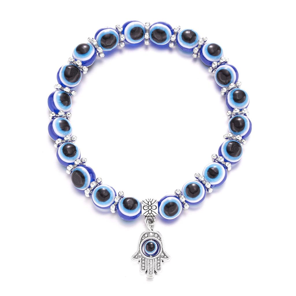 Classic Turkish Lucky Evil Eye Bracelets for Men Women Blue Evil Eye Palm Butterfly Pendant Beads Bangles Handmade Charm Zircon
