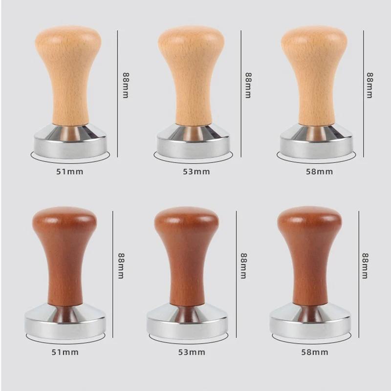 51/53/58mm Espresso Tampers Powder Machine Wooden Handle Coffee Powder Dispenser Filler Base Press Mat Barista Tools Accessories