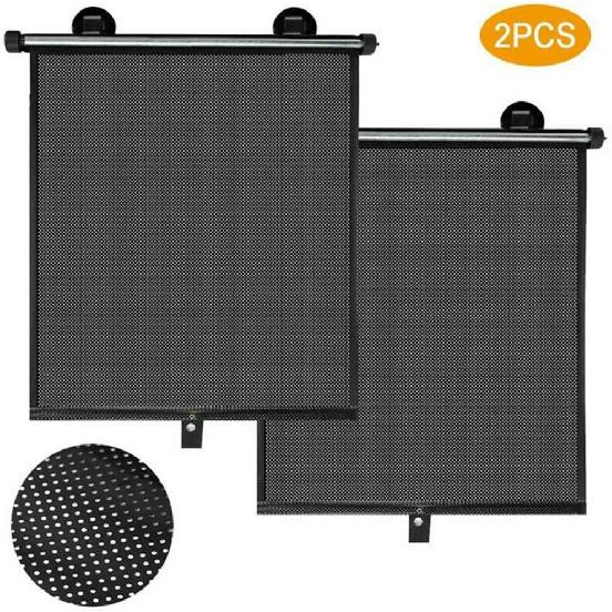 Car Side Window Sun Shade Retractable Auto Roll Curtain Visor Protects Baby and Kids Car Interior 40 * 60cm Black