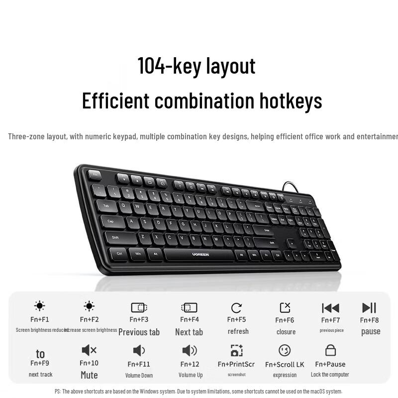 UGREEN Wired Silent Office Keyboard and Mouse Combo