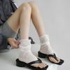 Thin, Rolled-up, Mid-calf Women's Solid Color Ankle Socks, White Thin Transparent Leg Covers, Grey Socks