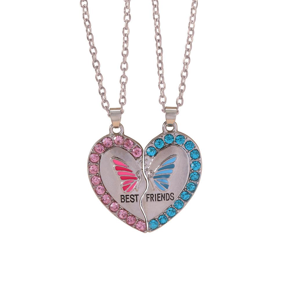 Romantische Beste Freunde Honig Liebe Paar Anhänger Halskette 2 Stück/Set Regenbogen Gebrochenes Herz BFF Gute Freunde Freundschaft Schmuck Geschenk