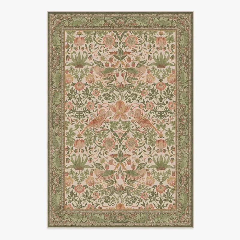 Carpet for Living Room Machine Washable Non-slip Floor Mat Home Decoration Large Size Vintage Floral Rug Soft Comfortable Rugs