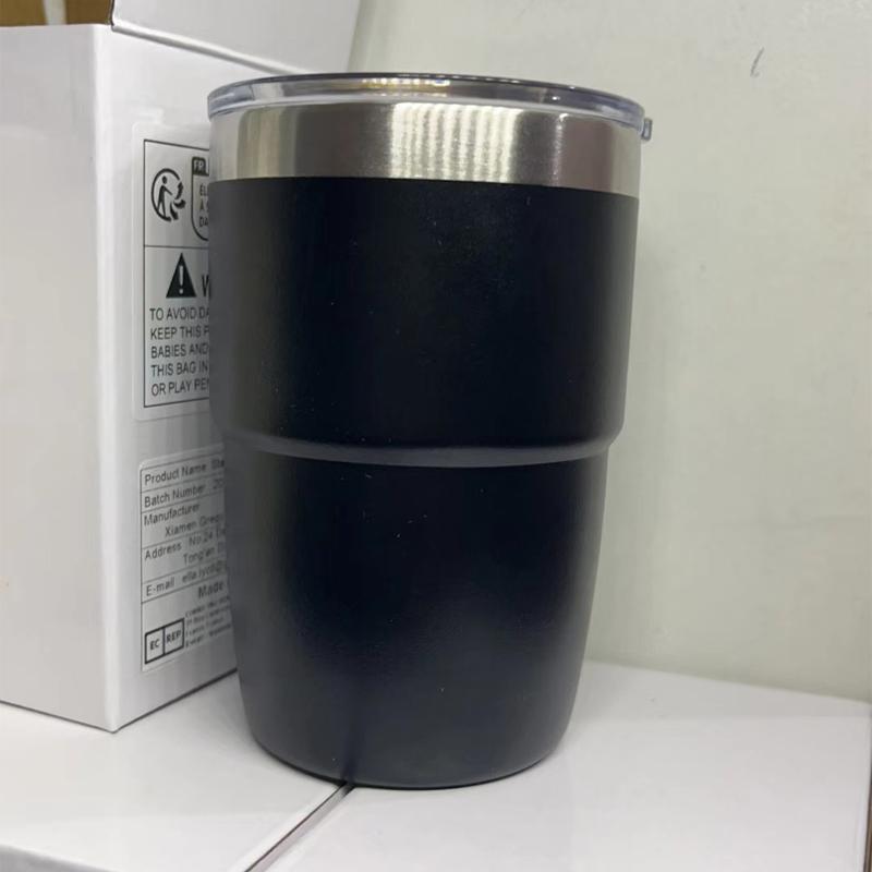 

Термос из нержавеющей стали объемом 8 унций, многоцветная портативная чашка для льда, мини-кружка с двухслойной изоляцией для кофе и крышкой, бутылка для воды 8oz чёрный