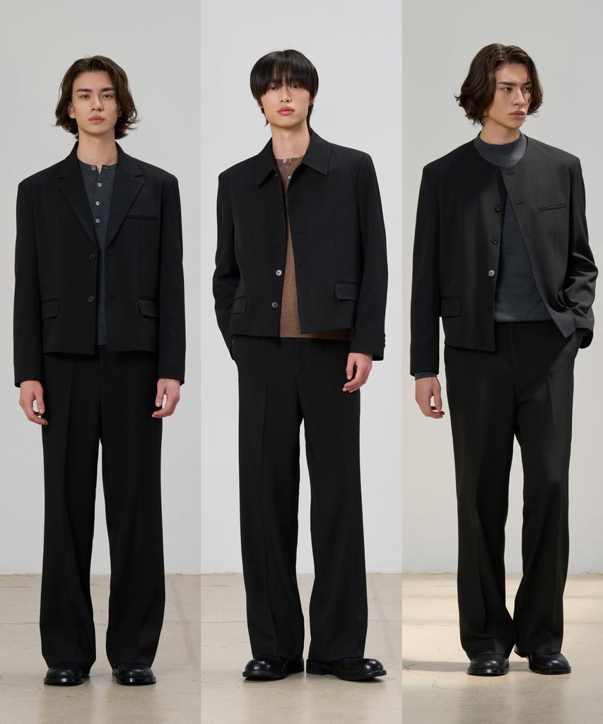 Hyoji Crop Modular Setup Suit Set (F01-Black)