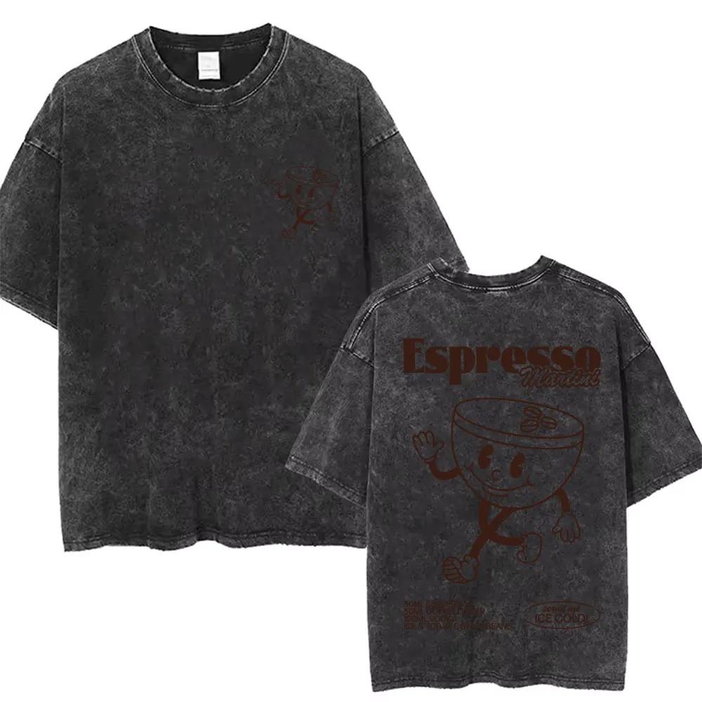 Oversized Acid-Wash Vintage Short-Sleeve T-Shirt Featuring Long Island Iced Tea Cocktail Graphic & Recipe Double-Sided Print