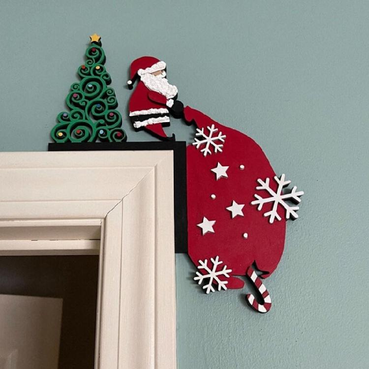 Door Frame Sign Christmas Wall Corner Decoration Metal Door Toppers Ornament Festives Home Embellishment Supplies
