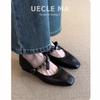 Super Soft Lambskin French Single Shoes Women's Flat Bow Light Mouth Ballet Shoes Small Square Head Retro Mary Jane Shoes