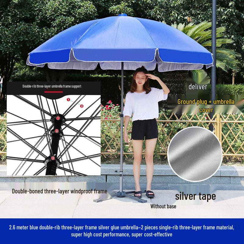 Custom Logo Double Bone Outdoor Sunshade Umbrella with Fast Shipping