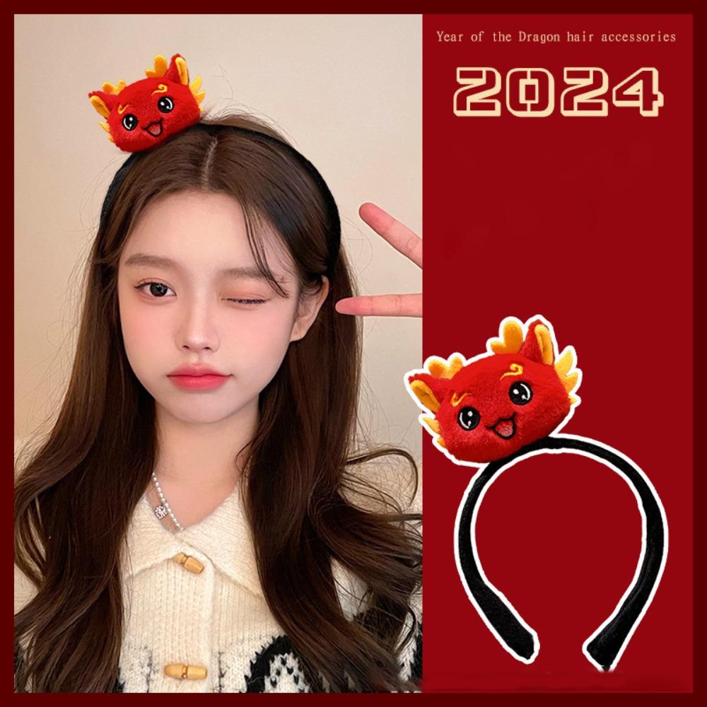 

Red Headwear Cloth Headpiece Cute Hair Band Party Single-headed Dragon