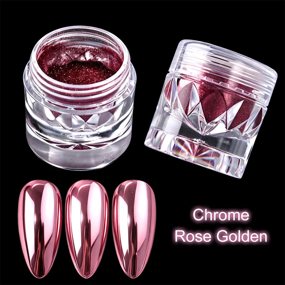 Xiaomi 1 Jar Chrome Rose Gold Nail Powder Metallic Mirror Effect Pigment Dust Glitter Powder For DIY Salon Manicure Nail Art Decoration