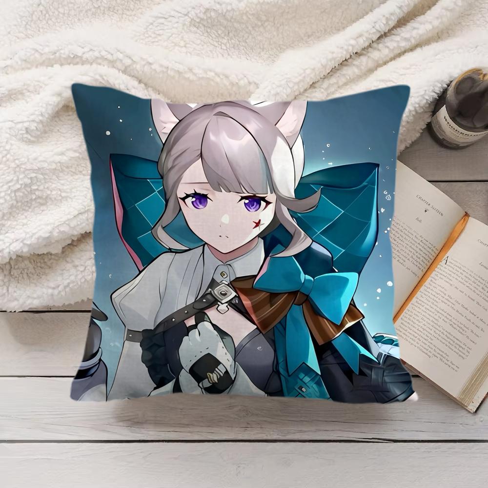 Lynette Genshin Impact Cute Cushion Cover Silky Short Plush Invisible Zipper Dustproof Sofa Pillow Case For Home Decor