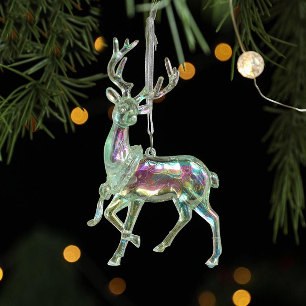 Shiny Christmas Tree Snowflake Pendant Acrylic Elk Xmas Ornament Hangging Party Supplies Christmas Tree Decorations New Year