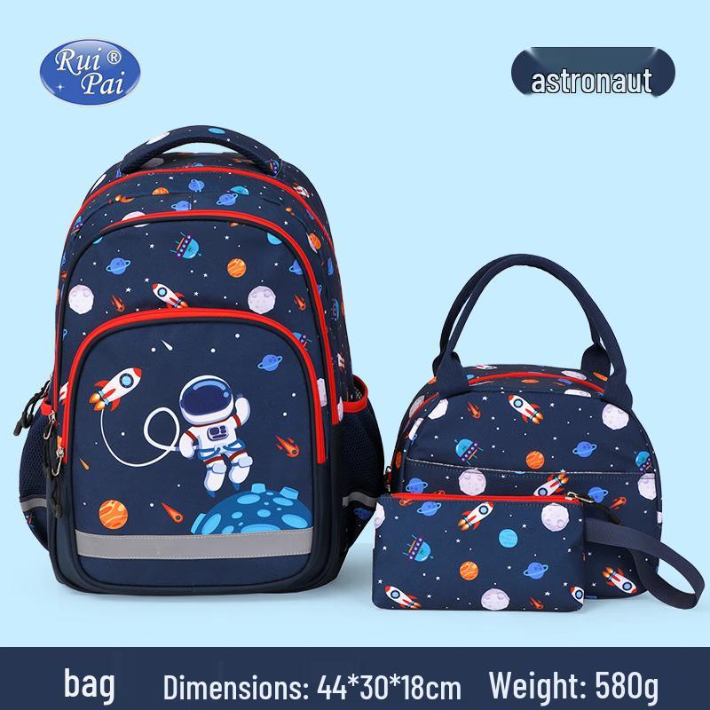 RuiPai Astronaut Print Decompression School Backpack 3-Piece Set