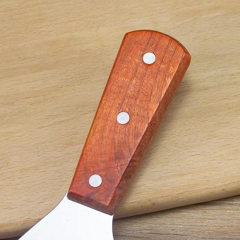 Shovel Kitchen Spatula Cooking Steel Handle Stainless Barbecue Cooking Kitchen Multi-purpose Tool Spatula Tuner Wooden