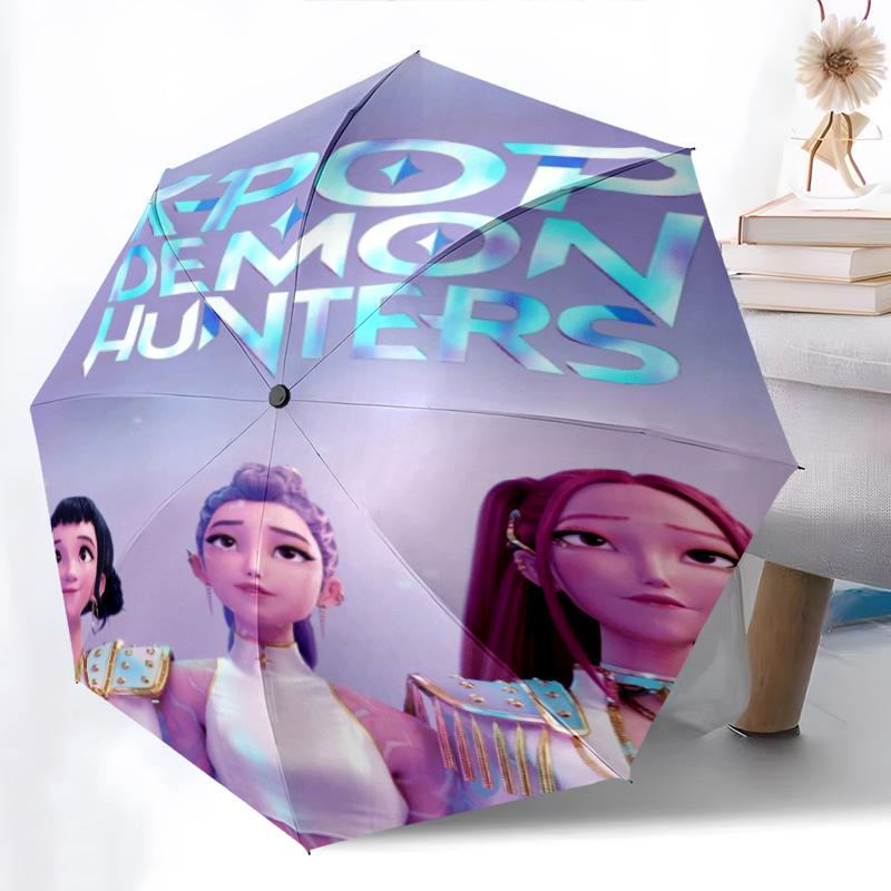 K-Pop Demon Hunters: Urban Fantasy Adventure Folding Umbrella Travel Suitable for All Seasons Three Folds Sun Umbrella Sun Umbrella