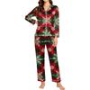 Women's Snowflake Print Long Sleeve Pajamas for Winter Sleepwear and Home Lounging