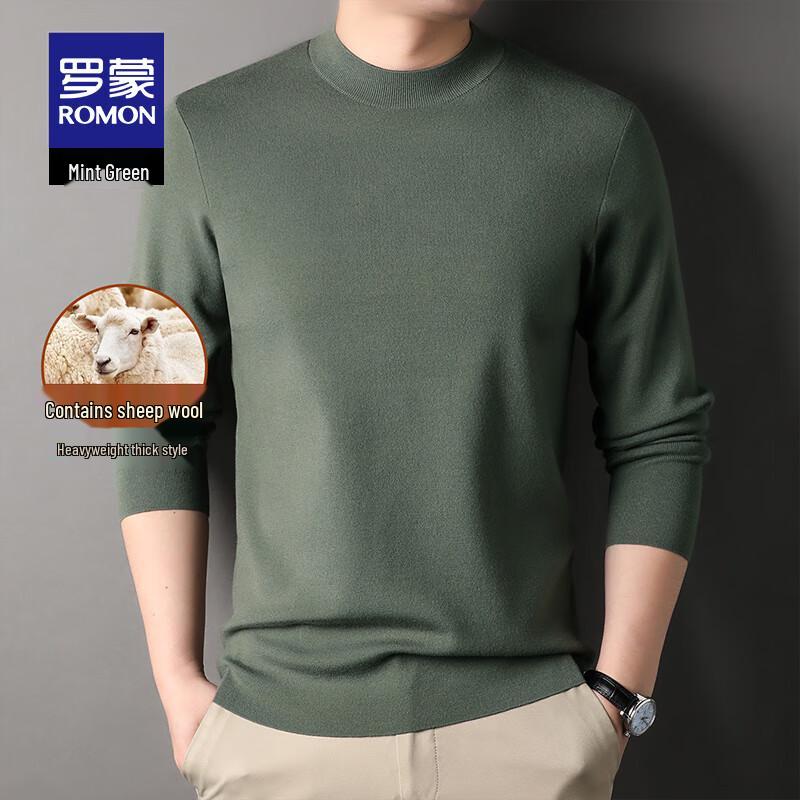 ROMON Men's Wool Blend Warm Crew Neck Sweater