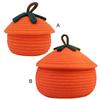 Halloween Woven Pumpkin Basket with Lid Pumpkin Gift Basket Multi-Function Cute Pumpkin Bucket Decorative for Candy Snacks
