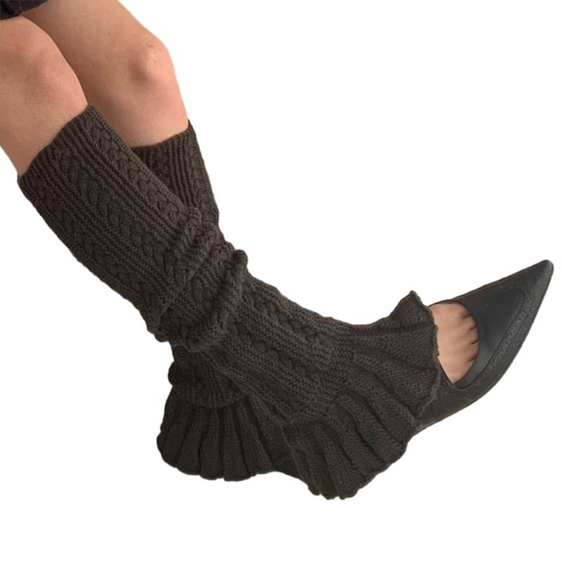 Womens Lolitas Knit Long Socks Ruffle Leg Warmers Harajuku Booties Socks Winter Warm Ankle Heap Socks
