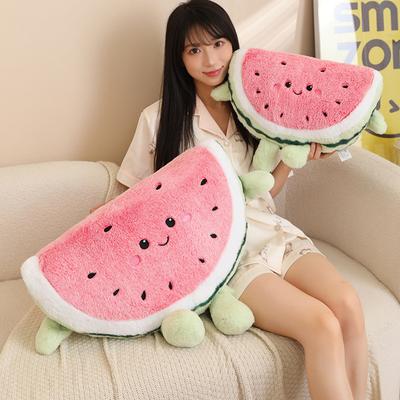 Cartoon Watermelon Throw Pillow Plush Toy Doll Watermelon Doll Girl Accompany Soothing Doll Birthday Gift