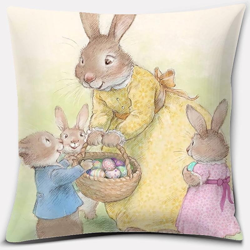Cute Cartoon Rabbit Printing Series Pattern Pillowcase Square Pillowcase Home Office Decoration Pillowcase