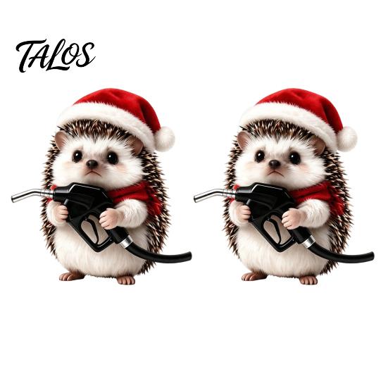 Cartoon Auto Body Decal 2Pcs Christmas Animal Fuel Tank Cover Sticker, Festive Car Cap Decal, Easy Apply Sticker Bear Dog Cat Rabbit Hedgehog Squirrel
