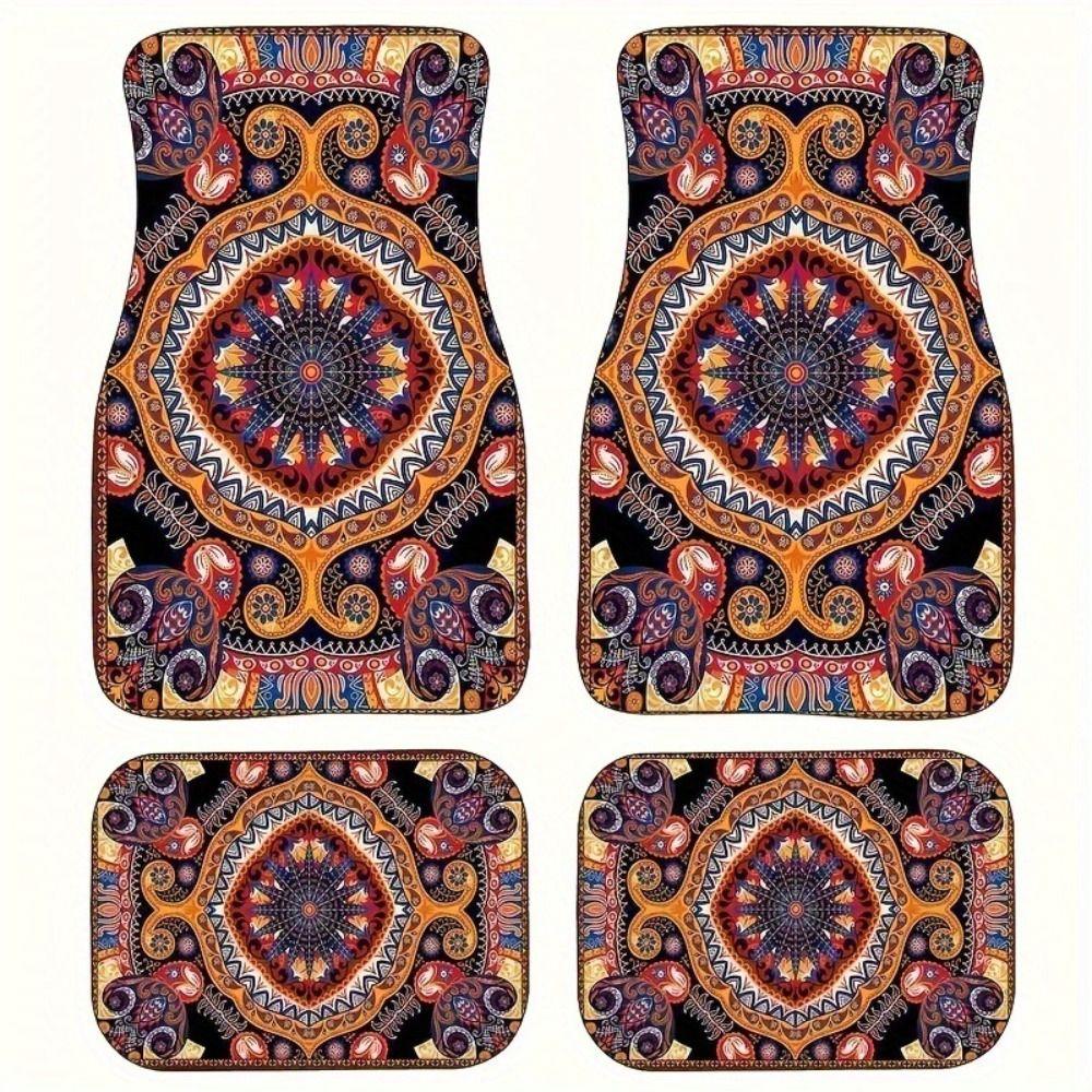 4Pcs Heavy Duty Persian Carpet Bohemian Car Floor Protector Rugs  for Front Rear Seats