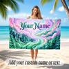 Mushroom Forest Theme Soft Beach Towel Personalized Custom Name Text Towel Portable for Beach Pool Travel