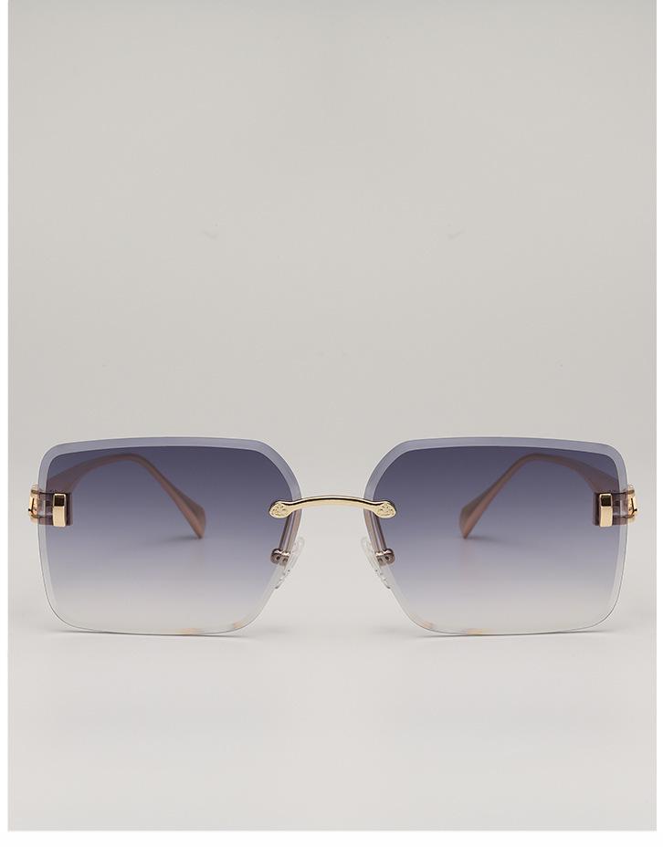 European & American Frameless Gradient Sunglasses: Trendy Large Metal Frames