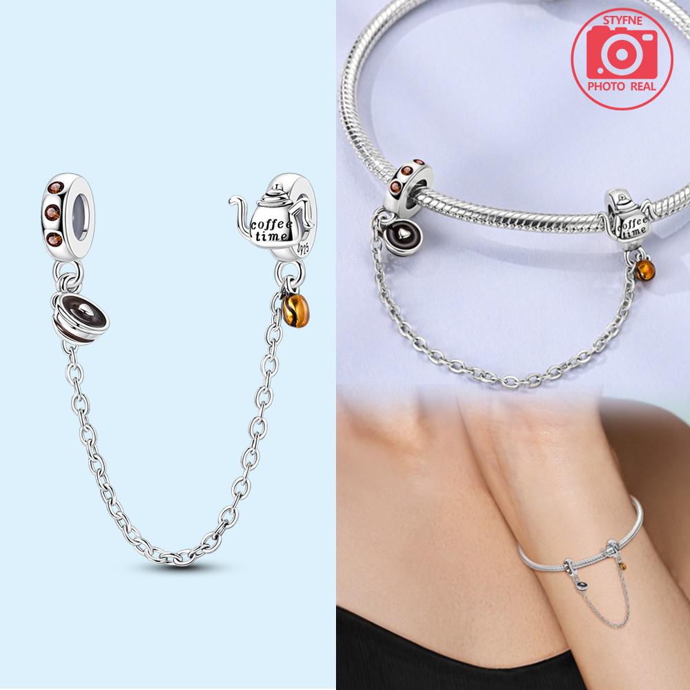 Coffee Break Safety Chain Pendant Copper Colors Ideal For Charm Bead Charms Copper Colors Authentic Bracelets for Jewellery Making